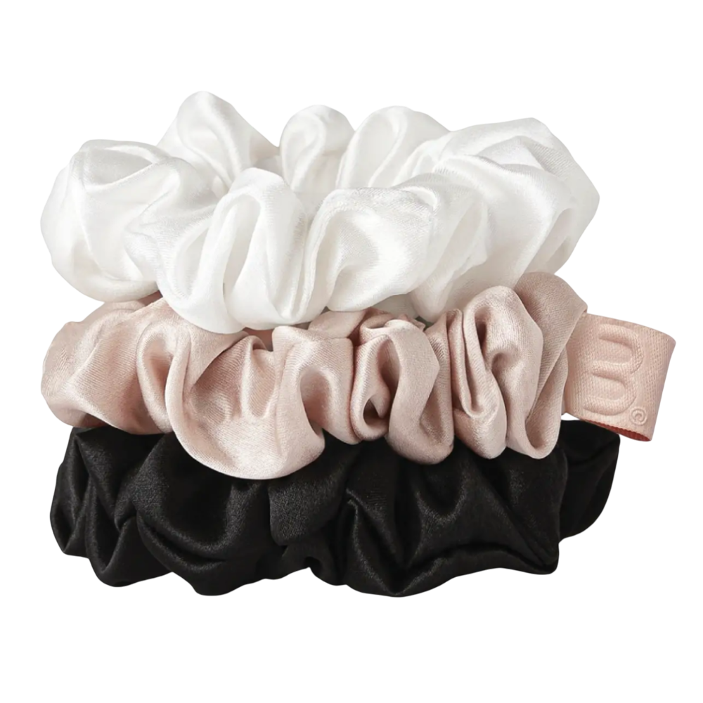 MON MOU Silk Medium Scrunchies Set 1 - Набір середніх шовкових резинок (чорний, білий та нюдовий колір) MON MOU Silk Medium Scrunchies Set 1 - Набір середніх шовкових резинок (чорний, білий та нюдовий колір)